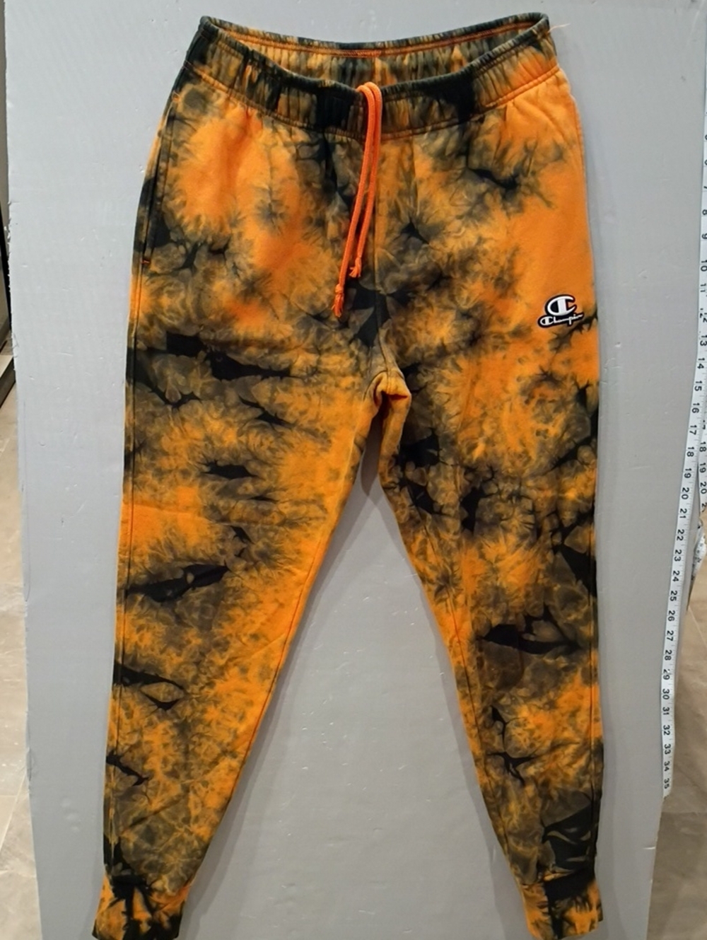 Champion M  Orange Tie-Dye Jogger Pants. Halloween Funky Fun
